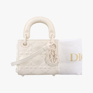 Vintage Christian Dior Lady Dior White leather shoulderbag | stylenewstar