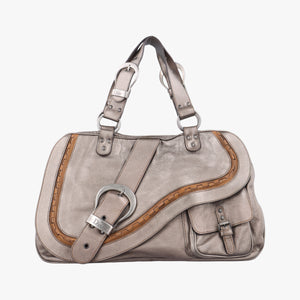 Pre-owned Christian Dior Gaucho Golden Leather handbag | stylenewstar