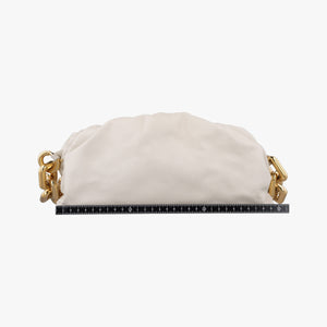 Pre-owned Bottega Veneta THE Chain Pouch White lambskin shoulderbag | stylenewstar