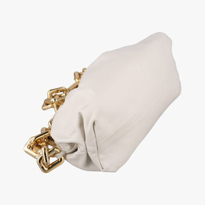 Pre-owned Bottega Veneta THE Chain Pouch White lambskin shoulderbag | stylenewstar