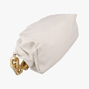 Pre-owned Bottega Veneta THE Chain Pouch White lambskin shoulderbag | stylenewstar