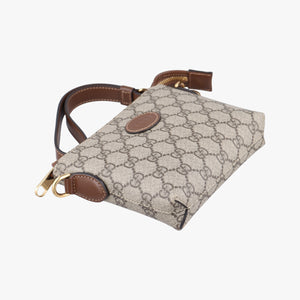 Pre-owned Gucci Interlocking G Messenger Beige × Brown PVC coated canvas× Leather 723306 crossbodybag | stylenewstar