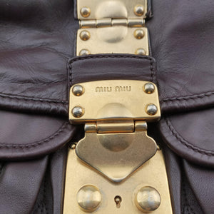Pre-owned Miu Miu Coffer Matelasse Brown Leather shoulderbag | stylenewstar