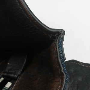 Pre-owned Prada Vintage Studded Twin Pocket Tote Blue x Brown Leather x Denim shoulderbag | stylenewstar