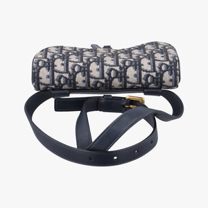Vintage Christian Dior Saddle Navy Jacquard x Leather bum bag/waist bag | stylenewstar