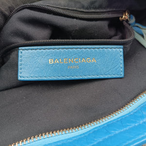 Pre-owned Balenciaga The Town Blue lambskin shoulderbag | stylenewstar