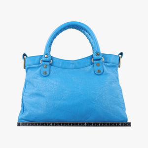 Pre-owned Balenciaga The Town Blue lambskin shoulderbag | stylenewstar