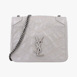 Pre-owned Yves Saint Laurent Niki Grey Leather 583108 shoulderbag | stylenewstar