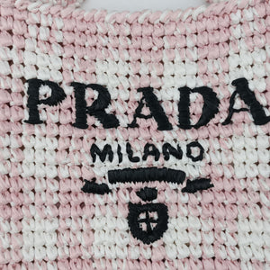 Secondhand Prada Effect Crochet Pink Raffia shoulderbag | stylenewstar