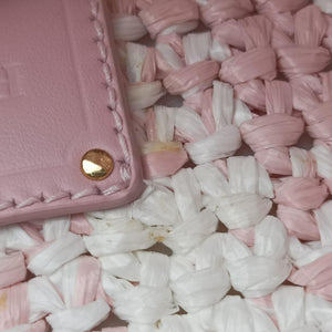 Secondhand Prada Effect Crochet Pink Raffia shoulderbag | stylenewstar