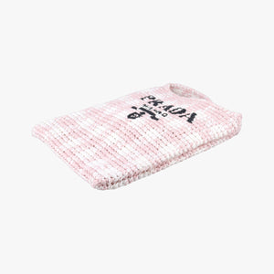 Secondhand Prada Effect Crochet Pink Raffia shoulderbag | stylenewstar