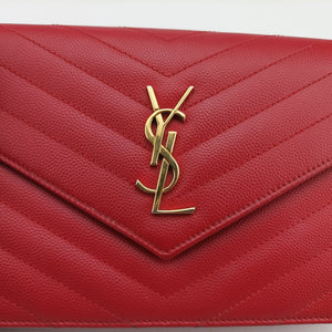 Vintage Yves Saint Laurent MONOGRAM Red Caviar Skin 393953 shoulderbag | stylenewstar