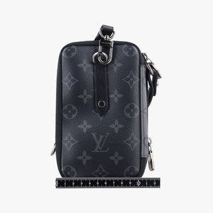 Vintage Louis Vuitton Double Phone Pouch GRIS x BLACK Monogram Eclipse Reverse M69534 crossbodybag | stylenewstar