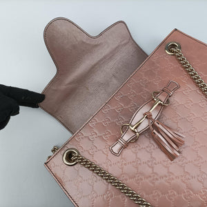Pre-owned Gucci Emily Pink Patent Leather 295403 shoulderbag | stylenewstar