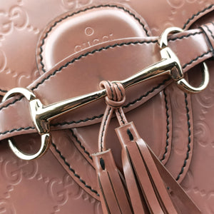 Pre-owned Gucci Emily Pink Patent Leather 295403 shoulderbag | stylenewstar