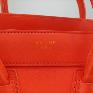 Pre-owned Celine Luggage Micro shopper Orange leather handbag | stylenewstar