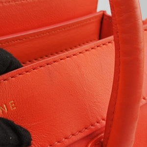 Pre-owned Celine Luggage Micro shopper Orange leather handbag | stylenewstar