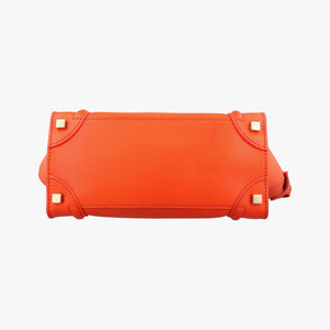 Pre-owned Celine Luggage Micro shopper Orange leather handbag | stylenewstar