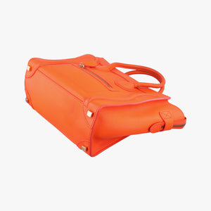 Pre-owned Celine Luggage Micro shopper Orange leather handbag | stylenewstar