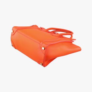 Pre-owned Celine Luggage Micro shopper Orange leather handbag | stylenewstar