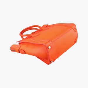 Pre-owned Celine Luggage Micro shopper Orange leather handbag | stylenewstar