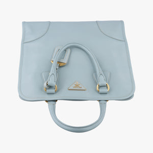 Pre-owned Prada Paradigme Lucido Tote Top Handle Blue SAFFIANO Leather BN2254 shoulderbag | stylenewstar