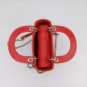 Pre-owned Christian Dior Mini Sequin Lady Dior Red×Multicolour Leather shoulderbag | stylenewstar