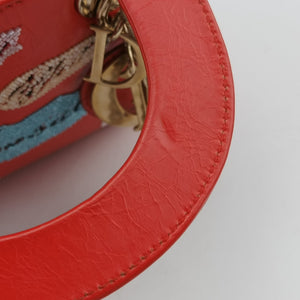 Pre-owned Christian Dior Mini Sequin Lady Dior Red×Multicolour Leather shoulderbag | stylenewstar