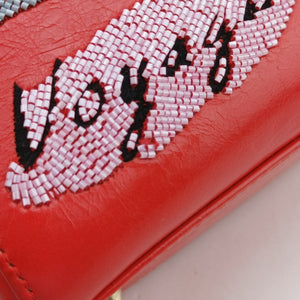 Pre-owned Christian Dior Mini Sequin Lady Dior Red×Multicolour Leather shoulderbag | stylenewstar