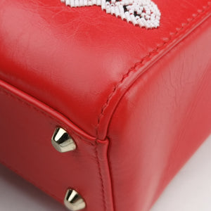 Pre-owned Christian Dior Mini Sequin Lady Dior Red×Multicolour Leather shoulderbag | stylenewstar