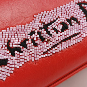 Pre-owned Christian Dior Mini Sequin Lady Dior Red×Multicolour Leather shoulderbag | stylenewstar