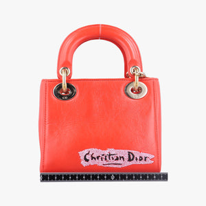 Pre-owned Christian Dior Mini Sequin Lady Dior Red×Multicolour Leather shoulderbag | stylenewstar