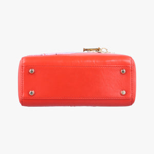 Pre-owned Christian Dior Mini Sequin Lady Dior Red×Multicolour Leather shoulderbag | stylenewstar