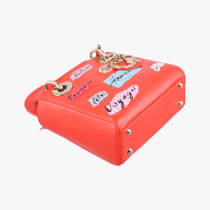 Pre-owned Christian Dior Mini Sequin Lady Dior Red×Multicolour Leather shoulderbag | stylenewstar