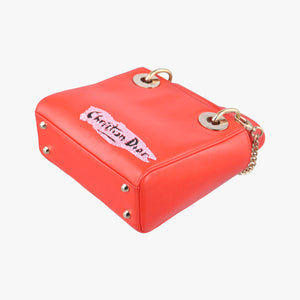 Pre-owned Christian Dior Mini Sequin Lady Dior Red×Multicolour Leather shoulderbag | stylenewstar