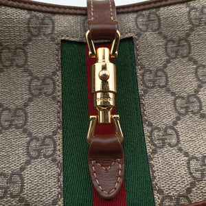 Pre-owned Gucci Jackie 1961 GG Supreme brown x beige PVC coated canvas×Leather 637092 shoulderbag | stylenewstar