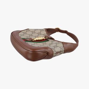 Pre-owned Gucci Jackie 1961 GG Supreme brown x beige PVC coated canvas×Leather 637092 shoulderbag | stylenewstar