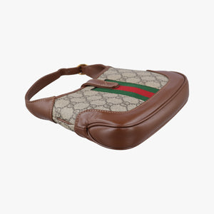 Pre-owned Gucci Jackie 1961 GG Supreme brown x beige PVC coated canvas×Leather 637092 shoulderbag | stylenewstar