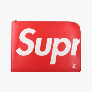 Pre-owned Louis Vuitton Pochette Jour GM Supreme Collaboration ROUGE×white epi M67722 clutchbag | stylenewstar