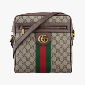 Pre-owned Gucci Ophidia brown×Beige PVC coated canvas×leather 547926 shoulderbag | stylenewstar