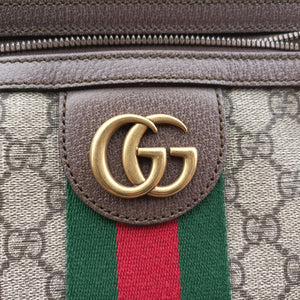Pre-owned Gucci Ophidia brown×Beige PVC coated canvas×leather 547926 shoulderbag | stylenewstar