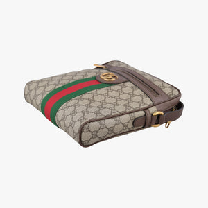 Pre-owned Gucci Ophidia brown×Beige PVC coated canvas×leather 547926 shoulderbag | stylenewstar