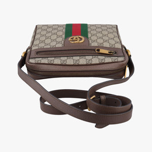 Pre-owned Gucci Ophidia brown×Beige PVC coated canvas×leather 547926 shoulderbag | stylenewstar