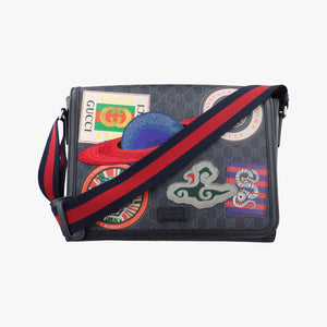 Pre-owned Gucci GG Supreme Courrier Messenger Black×Multicolour PVC coated canvas×Leather 474138 shoulderbag | stylenewstar