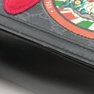 Pre-owned Gucci GG Supreme Courrier Messenger Black×Multicolour PVC coated canvas×Leather 474138 shoulderbag | stylenewstar