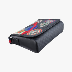 Pre-owned Gucci GG Supreme Courrier Messenger Black×Multicolour PVC coated canvas×Leather 474138 shoulderbag | stylenewstar
