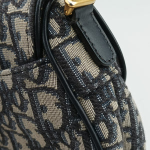 Pre-owned Christian Dior Saddle Navy Jacquard × Leather handbag | stylenewstar