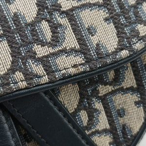 Pre-owned Christian Dior Saddle Navy Jacquard × Leather handbag | stylenewstar