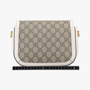 Pre-owned Gucci Horsebit 1955 Beige x White PVC coated canvas×Leather 658574 shoulderbag | stylenewstar