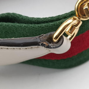 Pre-owned Gucci Horsebit 1955 Beige x White PVC coated canvas×Leather 658574 shoulderbag | stylenewstar